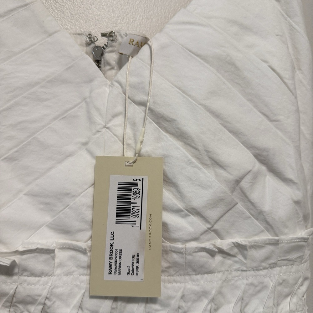 Ramy Brook NWT Marian Floral Scalloped Hem Mini White Dress Size 2 - Picture 5 of 9